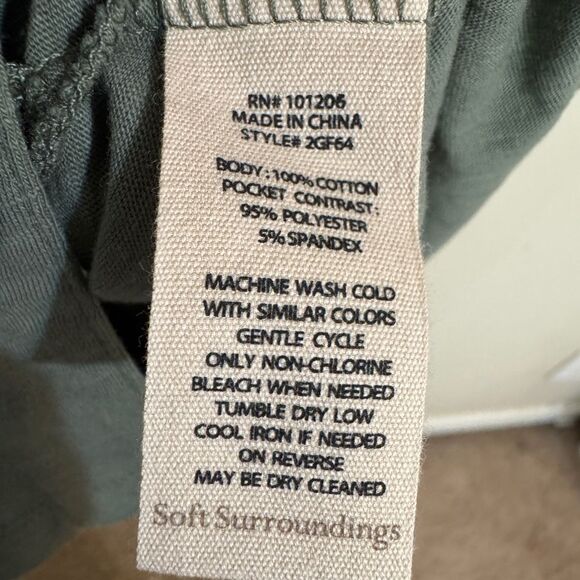 Soft Surroundings Green Novelty Button-Up Midi Shirt Dress size L Lagenlook Boho - Picture 7 of 10